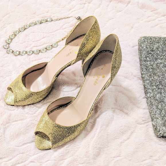 Kate Spade gold glitter shoes - Picture 1 of 3
